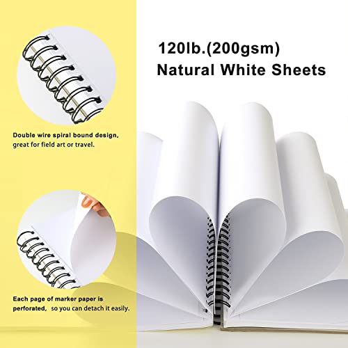 ArtBeek Art Marker Paper Pad, 9\"x12\" Portable Sketchbook, 60 Sheets Markers Drawing Papers, 120lb/200 GSM Art Paper for Drawing and Painting, Sketching, Coloring, Lettering