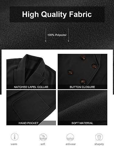 FSHAOES Womens Lapel Peacoat Winter Double-Breasted Outerwear Mid Long Jacket Casual Trench Coat