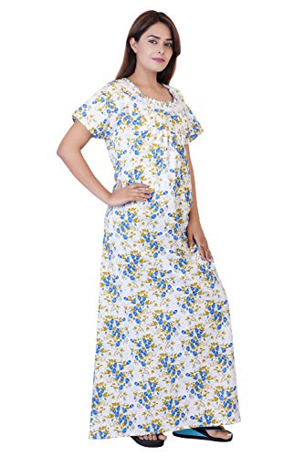 Image of Women's Cotton Block Print Knee Length Nighty