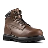 Mens 6' Heavy Duty Steel Toe Work Boots for Men, Goodyear Welt, Brown Crazy Horse Leather Upper, Oil/Slip Resistant Rubber Outsole, Construction Boots.84704-D-10.5