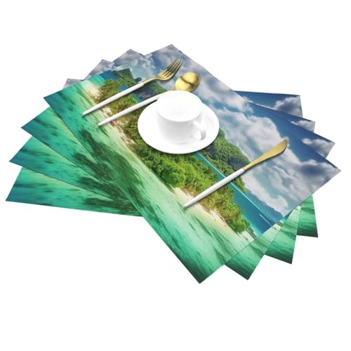 Lot de 4 sets de table PVC vert 45x30cm antidérapant et lavable