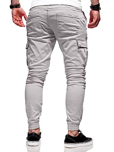 Mens Cargo Pants Casual Workout Drawstring Cotton Chino Sweatpants Athletic Loose Fit Multi Pocket Outdoor Trousers3