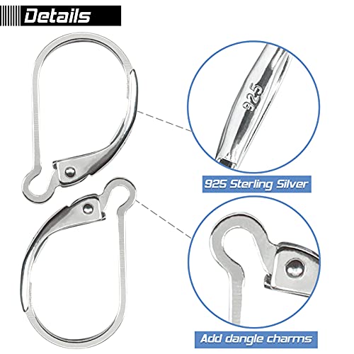 TOAOB 16pcs 925 Sterling Silver Earring Hooks Leverback French Ear Hook Ear Wire for DIY Jewelry Earring Making Supplies - Image 4