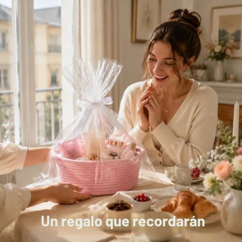 Miniatura 7 de Cesta De Regalo Vacía, Cesta Trenzada, Kit De Bolsas De Regalo, Incluye Bolsa De Regalo, Lazo Y Tarjeta De Felicitación, Para Cumpleaños, Boda, Pascua, Día De Acción De Gracias Rosa