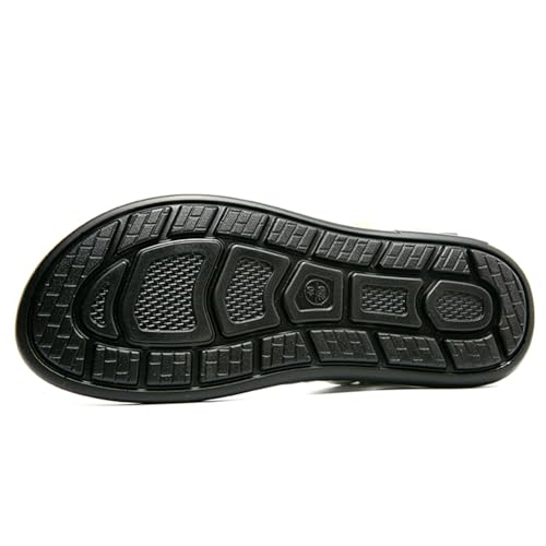 Men's Leather Sandals Black Gladiator Beach Sandal Ankle Strap Design with Buckle Front Zipper Outdoor Arch Support Non-slip Sandals2