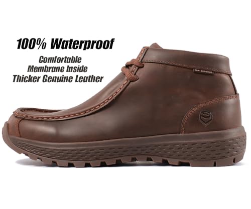 SUREWAY Men's Chukka Boots,Fashion and Comfort Driving Shoes,Lightweight Durability Leather Moc Toe Work Boots2