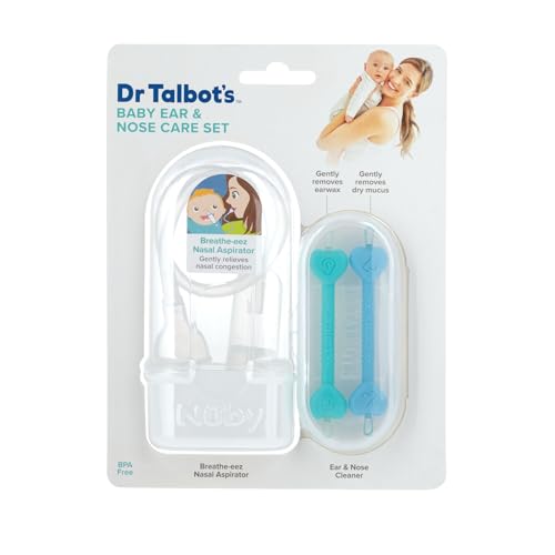 Image of Dr. Talbot's Baby Nose and Ear Care Set - Breathe-EEZ Nasal Aspirator and Nose and Ear Cleaner Tools for Babies - Baby Registry Essentials