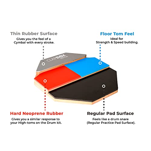 Image of Clapbox Multipad Drum Practice Pad - 4 Different surfaces, 12 inches (Practice Pad Only)