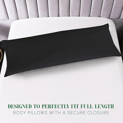 Image of Elegant Comfort Luxury Ultra-Soft 1-Piece Body Pillowcase - 1500 Premium Hotel Quality Microfiber Double Brushed - Wrinkle Resistant, Body Pillowcase Size, Black