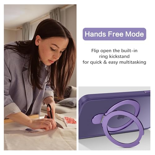 Coque Magsafe iPhone SE béquille anneau protection violette mate