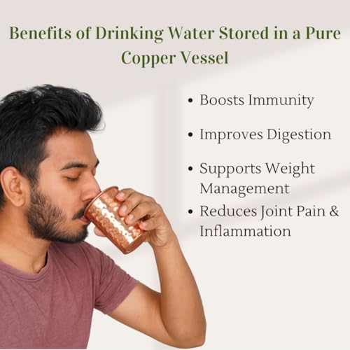 Image of Pure Copper Glasses | Ayurvedic Healthy Drinking Water Glass | Handcrafted Leakproof Copper Tumbler for Home, Office & Kitchen