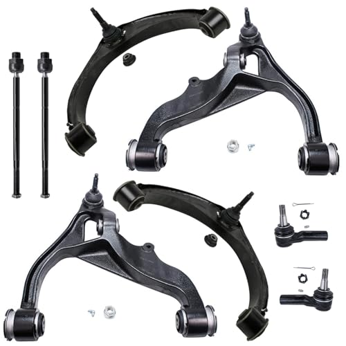 Image of Detroit Axle - 4WD Front Upper Lower Control Arms w /Ball Joints + Inner Outer Tie Rods Replacement for 2009-2012 Dodge Ram 1500