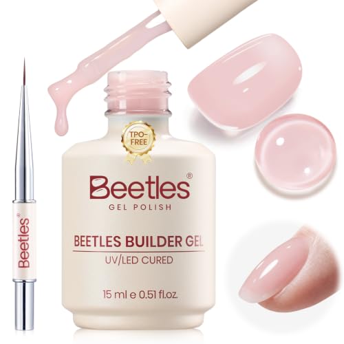 Beetles Builder Gel for Nails Rose Pink, TPO-Free Gel Builder &amp; Nail Brush