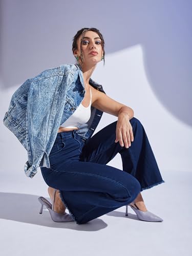 Image of Miss Chase Women's Wide-Leg High-Rise Regular-Length Stretchable Shaping Denim Jeans
