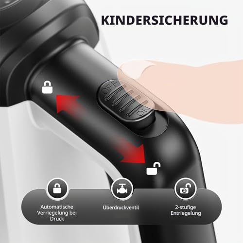 Dampfreiniger, Handdampfreiniger mit 12 Zubehörteilen, 350 ml Wassertank und 3,5 Bar Dampfdruck, Chemiefreier Haushaltsdampfreiniger für Zuhause, Küche, Bad, Fenster, Böden und Auto
