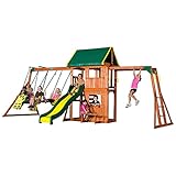 Backyard Discovery Prairie Ridge All Cedar Wood Playset Swing Set, 55006, Bronze