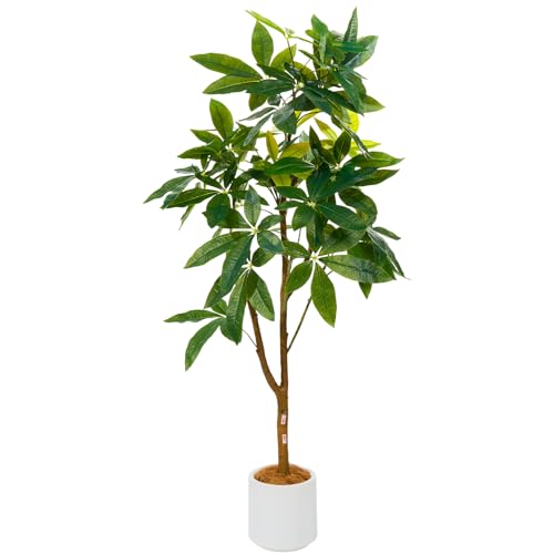 Melvint フェイクグリーン 大型 歓葉植物 フェイク 人工歓葉植物 光触媒 室内 水やり不要 お手入れ簡単 空気清浄 消臭 抗菌 シンプル おしゃれ 室内 インテリア 大型 人工 鉢植え 鉢付き お祝い 父の日（パキラ,120cm，小葉)の商品画像（Amazon）
