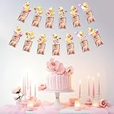 One Lucky Duck Photo Banner Pink Duck 1st Birthday Banner Cute Farm Animal Newborn to 12 Months Monthly Photo Banner for Girls First Birthday Party Supplies