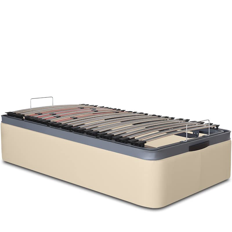 VentadeColchones - Canapé Articulado Abatible de Gran Capacidad con Mando Inalámbrico + App Móvil, Polipiel Crudo, Medida 90 x 190 cm