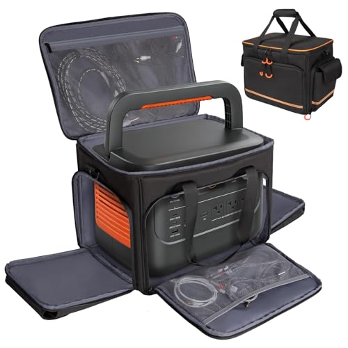 Wigojoy Portable Power Station Bag Compatible with Jackery Explorer 1000 V2/1000 Features Charging Port Ventilation Openings on Both Sides and Non-slip Bottom Multiple Accessory Pockets