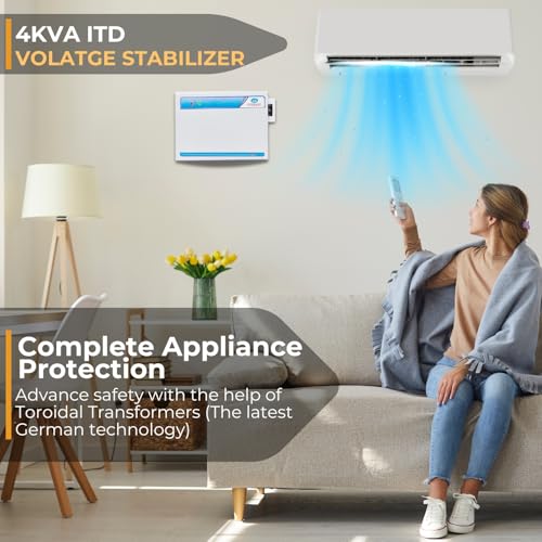 Image of Everest 4KVA-N Voltage Stabilizer for Up to 1.5 Ton AC | Compatible with Inverter, Split & Window AC | Working Range 170V-270V | Intelligent Time Delay System | LED Indicator | White
