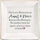Aunt Gifts from Niece, The Love Between Aunt & Niece Knows No Distance, Gifts for Aunt Birthday, Christmas, Aunt and Niece Gift, Ceramic Jewelry Trinket Dish