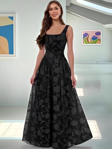 Lace Floral Square Neck Bridesmaid Dresses Long Pleated for Women Formal Evening Gowns4