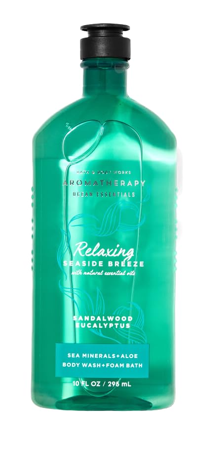 Bath and Body Works Sandalwood Eucalyptus Seaside Breeze Body Wash and Foam Bath with Sea Minerals and Aloe, 10 fl oz