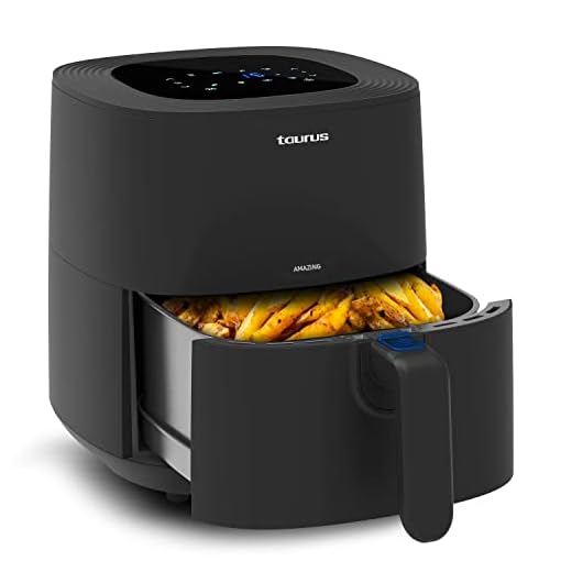 Taurus Amazing AF1701D - Freidora de aire, sin aceite, 5.5L, 1200g patatas, 8 programas, pantalla táctil, temporizador, hasta 200ºC, componentes con recubrimiento antiadherente, libre PFOA y BPA