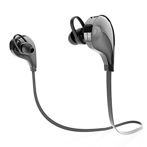 Bluetooth Headphones, Dreo [New Shockwave] Wireless Sports Noise Insulation Sweatproof w/Microphone Earbuds Headset Earphones w/Extended Battery Life for iOS and Android (Piano Black)