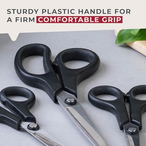 Fackelmann INITIAL, Set of 3 Multipurpose Scissors, Stainless-Steel, Small Medium & Large, Sturdy Cutting Household Universal Scissors, School Home Office Art & Craft, Pack of 3 Utility Kitchen Shears