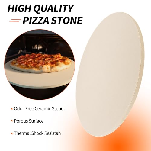 Round Pizza Stone for Oven, 13\" Cooking Stone Compatible with Breville Smart Oven BOV800 BOV845, Cordierite Baking Stones for BBQ Grill, Pizza Stones BOV800PS Replacement for Breville Oven Accessories