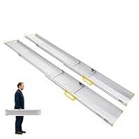 LIEKUMM 2 x 127-300 cm Auffahrrampe Rollstuhl, 300 kg Tragfähigkeit Rollstuhlrampe für Treppen, Stufen, Tragbar Teleskop Auffahrrampe für Elektro-Rollstühle, Fahrräder, Dreifach Ausziehbar