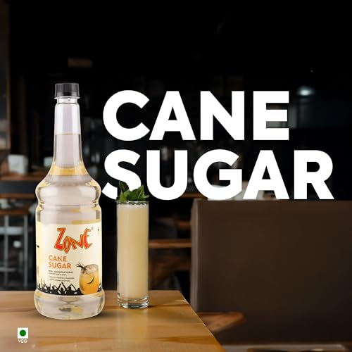 Zone Cane Sugar Flavoured syrup 1000ml | Classic Sweetener & Drink Mixer for Cocktails, Mocktails, Coffees, Iced Teas, Lemonades, Milkshakes & Desserts | Premium Bar Syrup 1 Litre – More Servings, Perfect For Café Restaurants & Professional Use