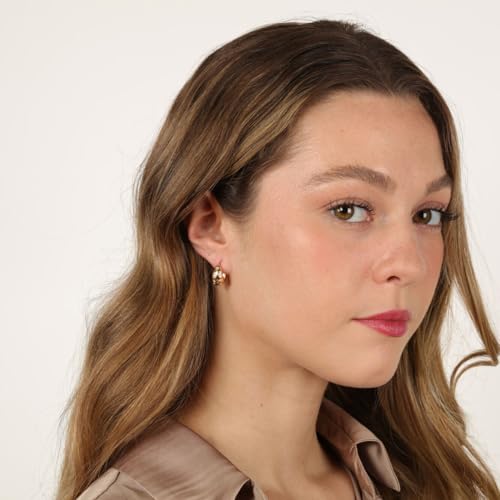 Lavari Jewelers Lab Grown Diamond Chunky Hoop Earrings for Women - 18k Yellow Gold Plated Sterling Silver Celestial Star Earrings for Her (F-G, VS1-VS2, 0.09 cttw) Hypoallergenic Snap-In Hinged Hoops2