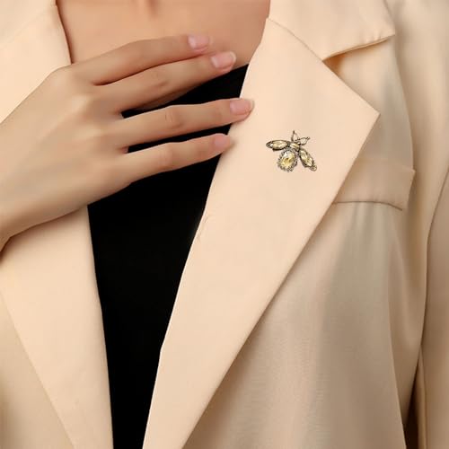 Rhinestone Bee Brooch Pin for Women Men Fashion Crystal Vintage Alloy Honey Insect Animal Brooches Lapel Dainty Dress Accessories Jewelry for Hat Bag Suit Tie Wedding Birthday2