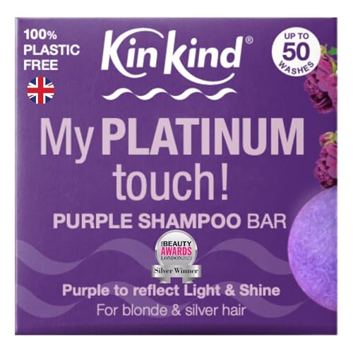 KinKind Purple Shampoo Bar - My PLATINUM Touch! Solid Shampoo Bar for Blonde Silver & White Hair | Natural Shampoo Bar Travel Shampoo Bars for Hair UK | Up to 50 Washes - Vegan