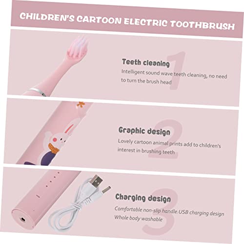 OHPHCALL Elektrische Zahnbürste Für Junge Mädchen Cartoon Design Tragbare Kinderzahnbürste Einfach Zu Benutzen Praktische Kinderzahnbürste Zahnbürstenkopf Abnehmbar Kinderbedarf – Bild 4