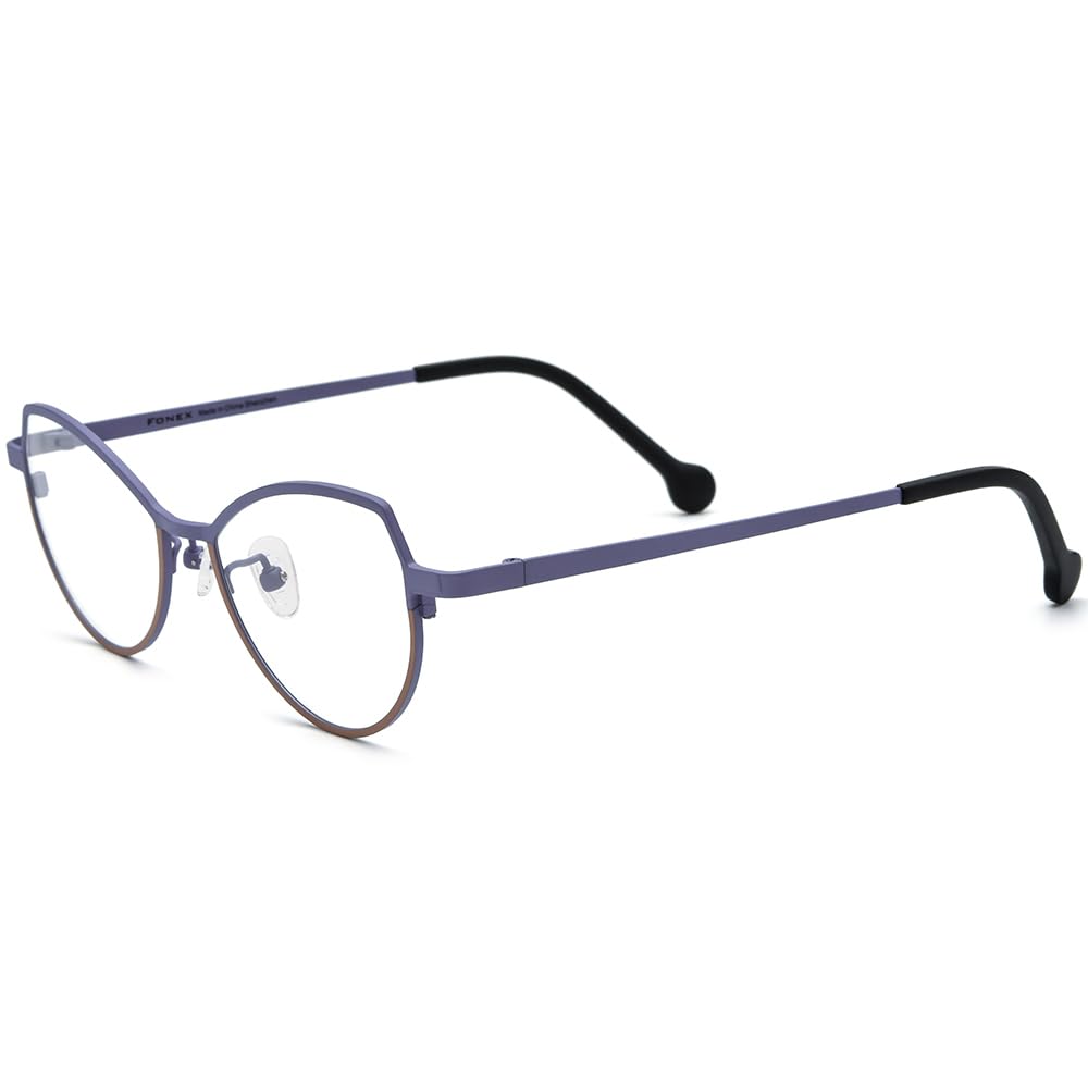 FONEX Colorful Pure Titanium Glasses Frame Women Retro Round Eyeglasses