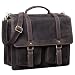 Produktbild STILORD 'Fernando' Ledertasche Aktentasche Vintage Große Umhängetasche für Lehrer Business Laptoptasche Trolley Aufsteckbar Echtes Leder, Farbe:dunkel - braun