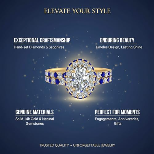 Image of Choose Your Gemstone Oval Halo Rollover Diamond CZ Wedding Ring Yellow Gold Plated Oval Shape Wedding Ring Sets Matching Jewelry Wedding Jewelry Easy to Wear Gifts US Size 4 to 12
