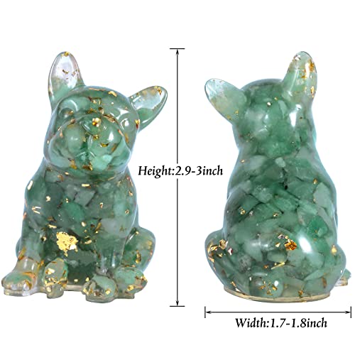 Nupuyai Green Aventurine French Bulldog Carved Crystal Animal Statue Ornament - Image 2