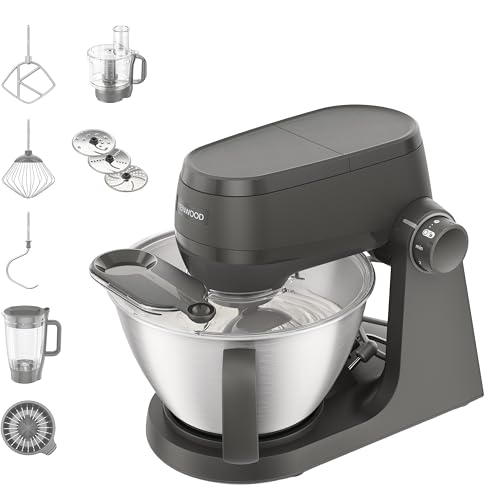 Kenwood Multi Tasker Mixeur multifonctionnel avec mixeur et robot culinaire, robot de cuisine, pâte 1,7 kg pour pain et pizza, dosseret gris (KHC30.050GY)