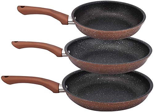 Shov 3' Serie Juego de Sartenes 3 Sartenes Revestimiento de Cerámica Inducción Braun