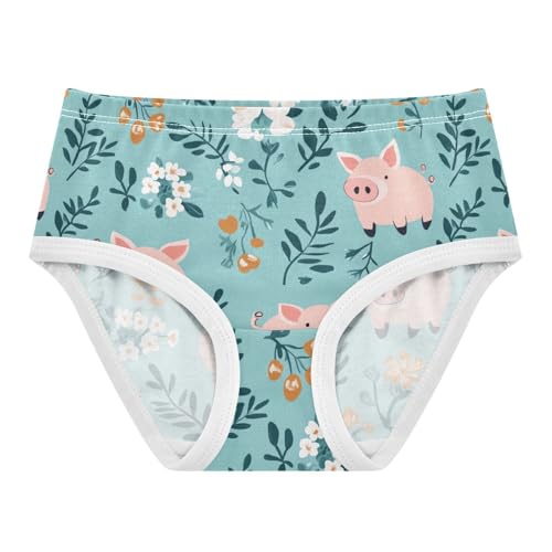 Wusikd Cute Pig Girls' Underwear Cotton Turquoise Girls Briefs Soft Toddler Underwear 2T