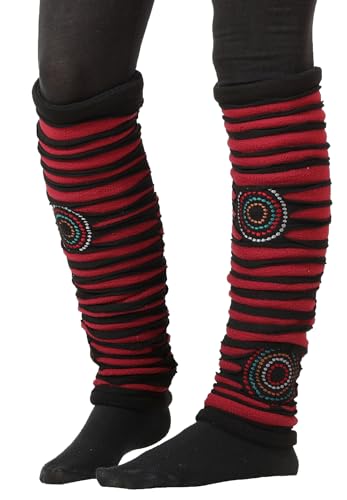 PUREWONDER Damen Stulpen Beinstulpen Patchwork Beinwärmer Nr. 59 Rot