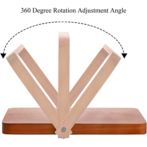 Deayou 2 Pack Vanity Mirror With Wood Stand, 360 Degree Rotation Makeup Mirror, 10" Rectangle Standing Swivel Cosmetic Mirror, Portable Wood Tabletop Mirror For Hanging, Desk, High-Definition, Pine #TOP2