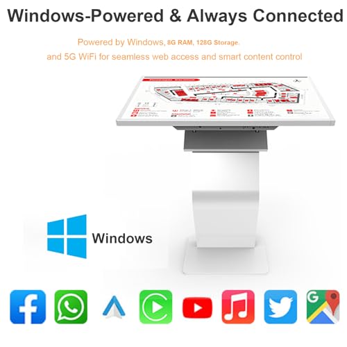 Image of 32 inch Touch Screen Kiosk, Windows11 System(8+128g), K-Style Stand Inquiry Machine, Human-Machine Interaction Smoothly for Mall Navigation /Self-Ordering /Advertising /Retail Store