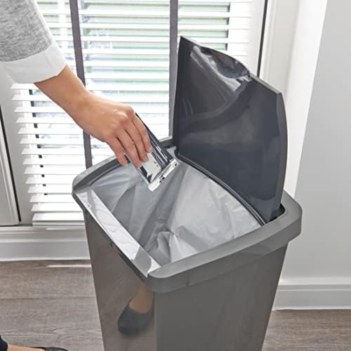 Addis 50ltr Lift Up Flat top Kitchen Waste Trash Complete Bin, Metallic Silver & Dark Grey