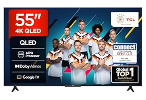 TCL 55T69C 55 Zoll QLED, Direct LED TV, 4K HDR TV, Smart Google TV (Dolby Vision & Atmos, Motion Clarity, Kompatibel mit Google Assistant & Alexa)